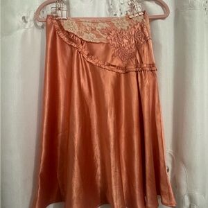 Beautiful Silk Feel Skirt, with accent mini ruffles, lace, beads and embroidery